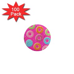 Doughnut Bread Donuts Pink 1  Mini Magnets (100 Pack) 