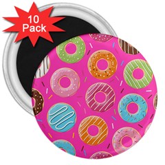 Doughnut Bread Donuts Pink 3  Magnets (10 Pack)  by Mariart