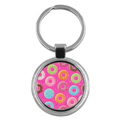 Doughnut Bread Donuts Pink Key Chains (round)  by Mariart