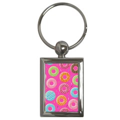 Doughnut Bread Donuts Pink Key Chains (rectangle)  by Mariart