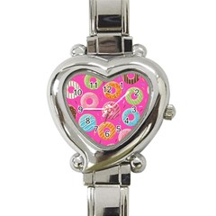 Doughnut Bread Donuts Pink Heart Italian Charm Watch