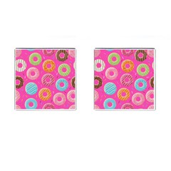 Doughnut Bread Donuts Pink Cufflinks (square)