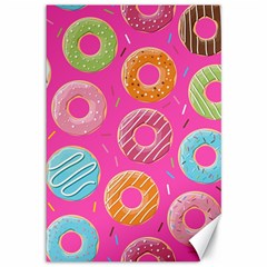 Doughnut Bread Donuts Pink Canvas 12  X 18   by Mariart