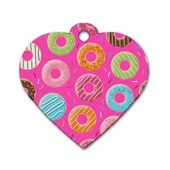 Doughnut Bread Donuts Pink Dog Tag Heart (one Side) by Mariart