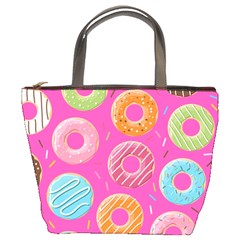 Doughnut Bread Donuts Pink Bucket Bags by Mariart