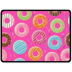 Doughnut Bread Donuts Pink Fleece Blanket (large)  by Mariart