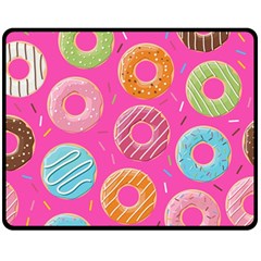 Doughnut Bread Donuts Pink Fleece Blanket (medium)  by Mariart