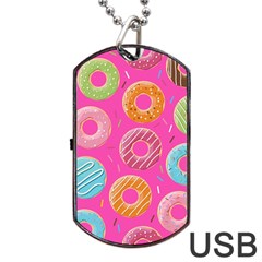 Doughnut Bread Donuts Pink Dog Tag Usb Flash (one Side) by Mariart