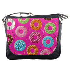 Doughnut Bread Donuts Pink Messenger Bags by Mariart