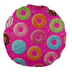 Doughnut Bread Donuts Pink Large 18  Premium Round Cushions by Mariart