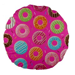 Doughnut Bread Donuts Pink Large 18  Premium Flano Round Cushions