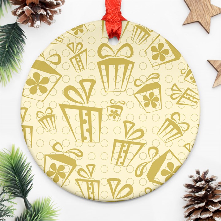 Gift Party Polka Grey Ornament (Round)