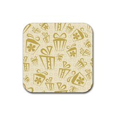 Gift Party Polka Grey Rubber Coaster (square)  by Mariart