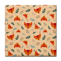 Foxes Animals Face Orange Tile Coasters by Mariart