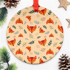 Foxes Animals Face Orange Ornament (round) by Mariart