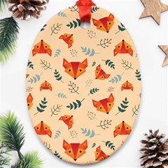 Foxes Animals Face Orange Ornament (oval) by Mariart