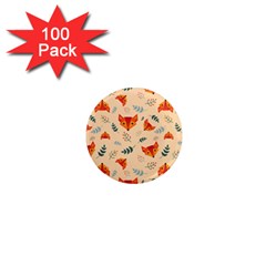 Foxes Animals Face Orange 1  Mini Magnets (100 Pack)  by Mariart