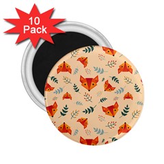 Foxes Animals Face Orange 2 25  Magnets (10 Pack) 