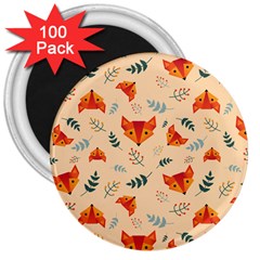 Foxes Animals Face Orange 3  Magnets (100 Pack)