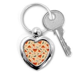 Foxes Animals Face Orange Key Chains (heart) 