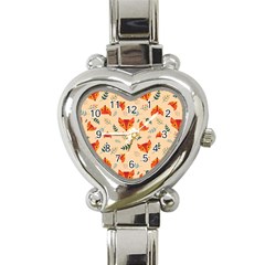 Foxes Animals Face Orange Heart Italian Charm Watch by Mariart