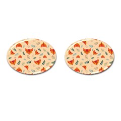 Foxes Animals Face Orange Cufflinks (oval) by Mariart