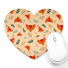 Foxes Animals Face Orange Heart Mousepads by Mariart