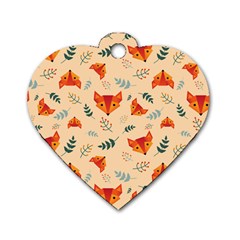 Foxes Animals Face Orange Dog Tag Heart (one Side) by Mariart