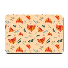 Foxes Animals Face Orange Small Doormat  by Mariart