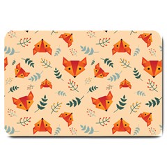 Foxes Animals Face Orange Large Doormat  by Mariart