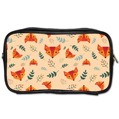 Foxes Animals Face Orange Toiletries Bags by Mariart