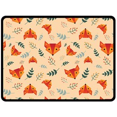 Foxes Animals Face Orange Fleece Blanket (large)  by Mariart