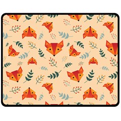 Foxes Animals Face Orange Fleece Blanket (medium)  by Mariart