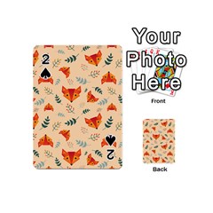 Foxes Animals Face Orange Playing Cards 54 (mini)  by Mariart