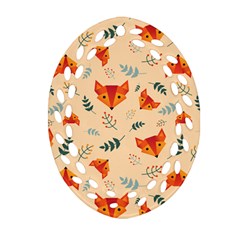 Foxes Animals Face Orange Ornament (oval Filigree) by Mariart