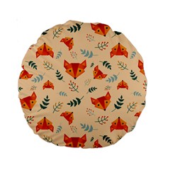 Foxes Animals Face Orange Standard 15  Premium Round Cushions by Mariart