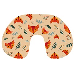 Foxes Animals Face Orange Travel Neck Pillows by Mariart