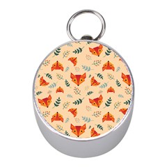 Foxes Animals Face Orange Mini Silver Compasses by Mariart