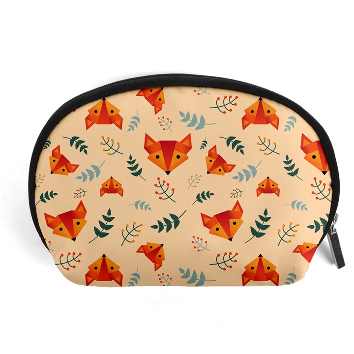 Foxes Animals Face Orange Accessory Pouches (Large) 