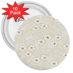 Flower Floral Leaf 3  Buttons (10 Pack)  by Mariart