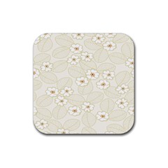 Flower Floral Leaf Rubber Coaster (square)  by Mariart