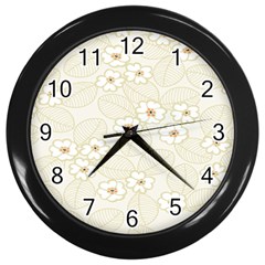 Flower Floral Leaf Wall Clocks (black)