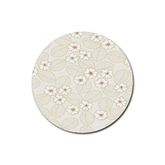 Flower Floral Leaf Rubber Coaster (round) 