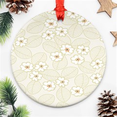 Flower Floral Leaf Round Ornament (two Sides)