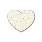 Flower Floral Leaf Rubber Coaster (Heart)  Front