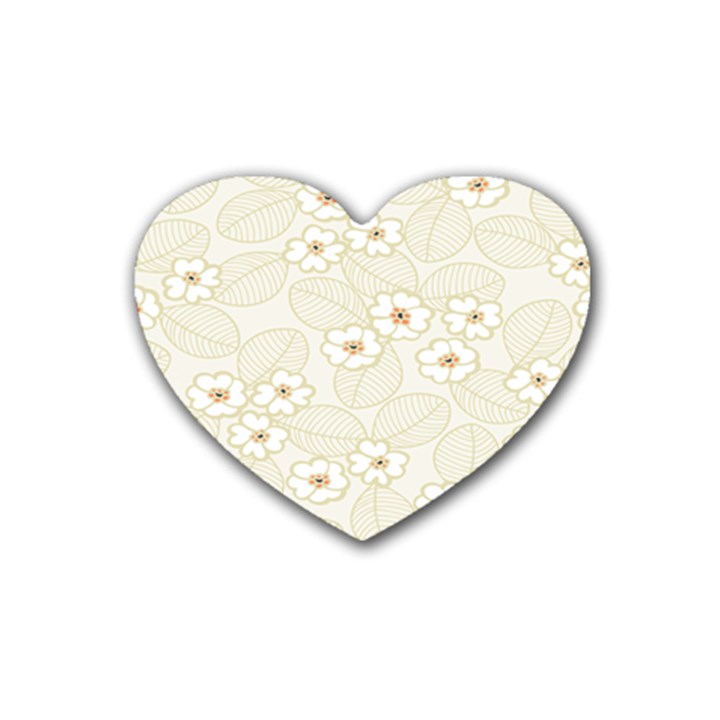 Flower Floral Leaf Rubber Coaster (Heart) 