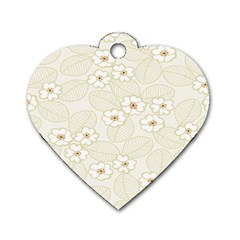 Flower Floral Leaf Dog Tag Heart (one Side) by Mariart