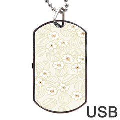 Flower Floral Leaf Dog Tag Usb Flash (two Sides)