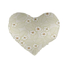 Flower Floral Leaf Standard 16  Premium Heart Shape Cushions by Mariart