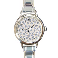 Glass Polka Circle Blue Round Italian Charm Watch